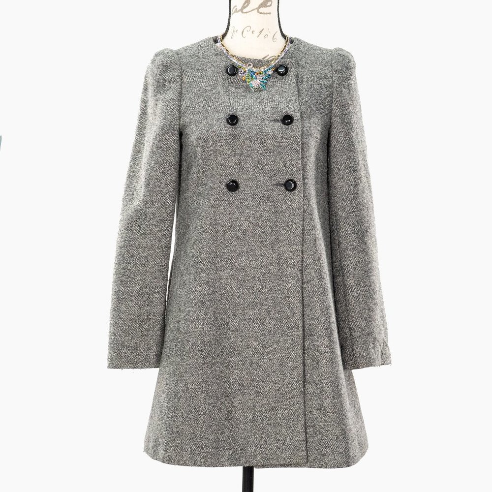 815-ZARA BASIC GRAY TWEED COAT